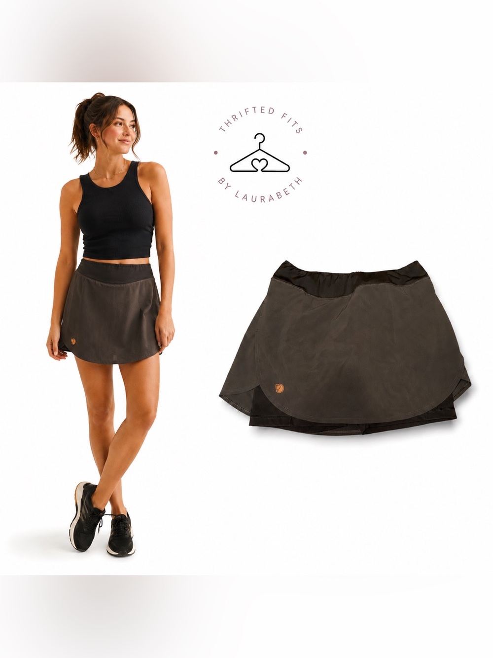 Fjallraven Women's charcoal Active Skort with Subtle Logo